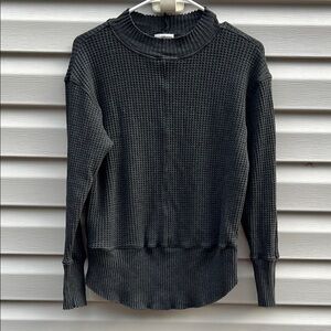 Anthropologie | t.la Waffleknit Thermal Long Sleeve Top Gray size Extra Small